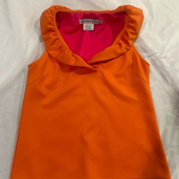 Gretchen Scott Designs Vibrant Orange Tank with Ruffle Collar - Picture 1 of 3